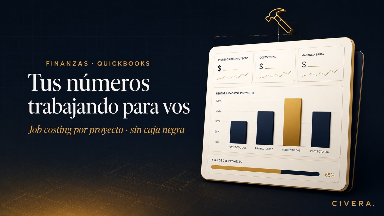 QuickBooks para Contractors — Job costing por proyecto, sin caja negra. Dashboard de rentabilidad e ingresos.