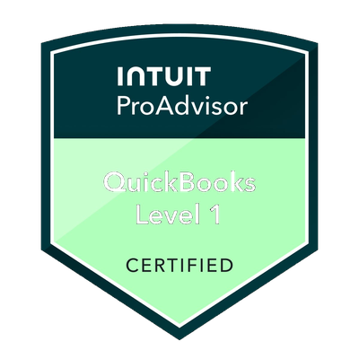 Intuit QuickBooks ProAdvisor — Level 1 Certified badge